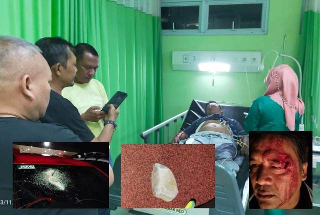 Mobil Sekretaris JMSI Inhu Dilempar Batu, Korban Luka Subek 8 Cm di Pelipis 