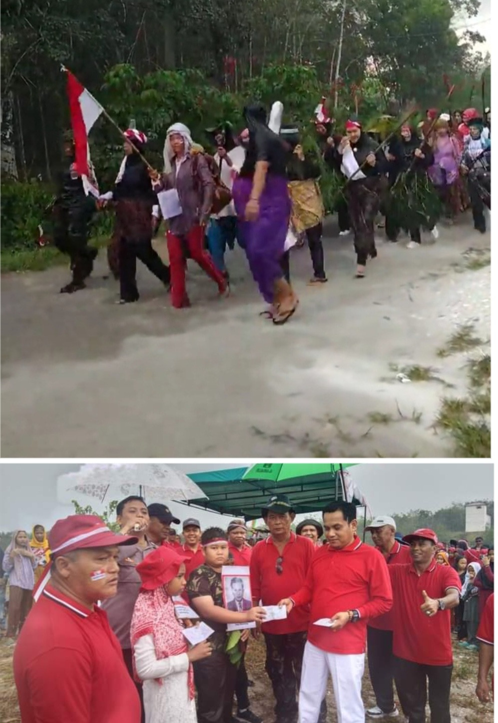 Meski Hujan Deras, Masyarakat Desa Pasar Kampar, Tetap Tingkatkan Patriotisme Meriahkan HUT RI Ke-78