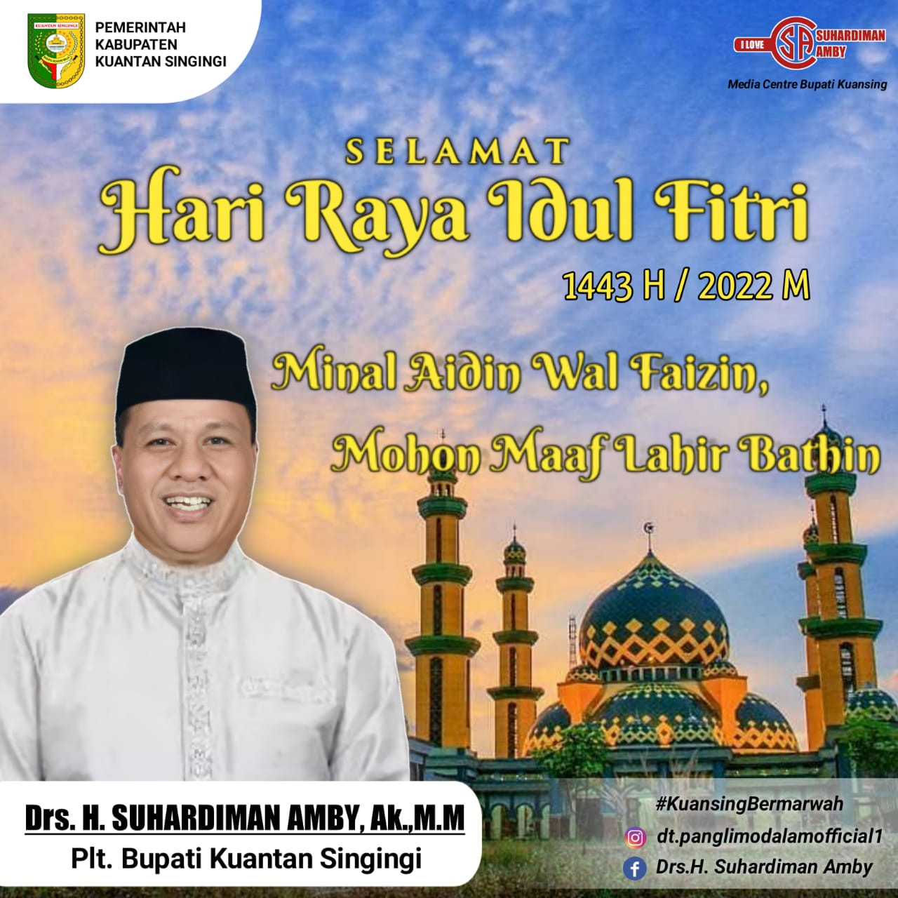 Plt Bupati Kunasing: Selamat Idul Fitri 1443 H dan Mohon Maaf Lahir Batin