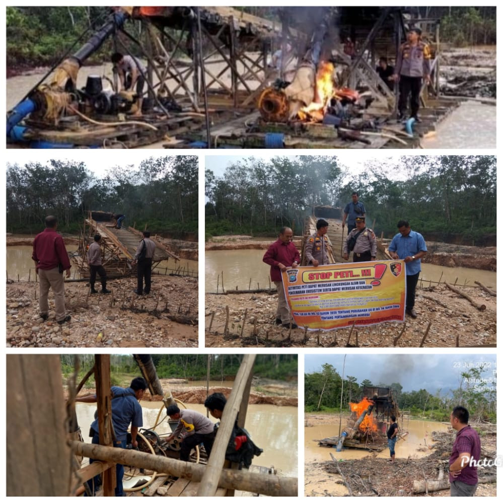 Kapolres Kuansing Pimpin Langsung Pelaksanaan Razia Penertiban Penambangan Emas Tanpa Izin ( PETI ) 