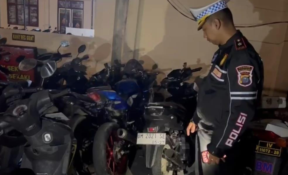 Kurun Waktu Sepekan Ditlantas Polda Riau & Jajaran Amankan 55 Motor Balap Liar