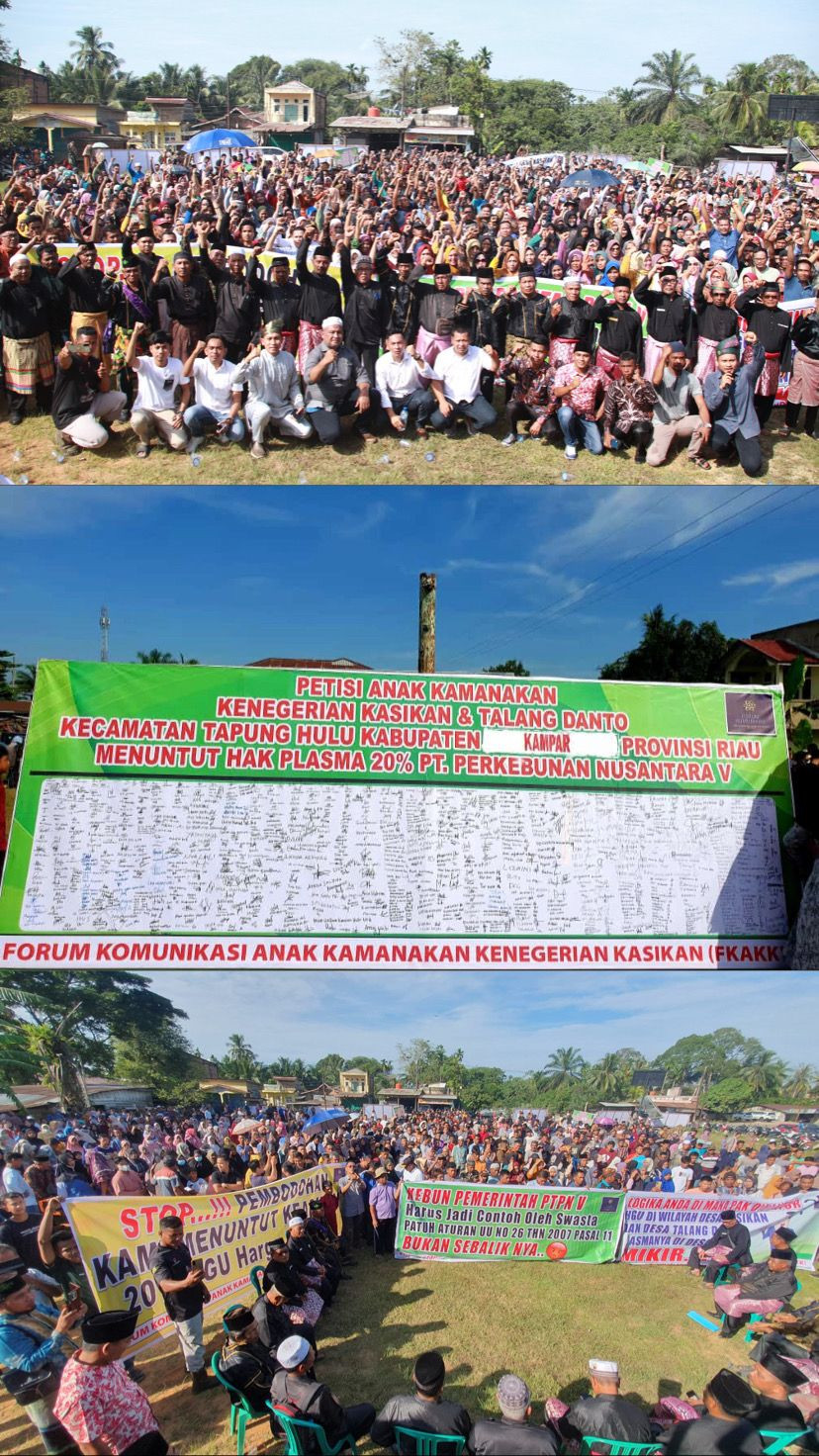 Ribuan Masyarakat Desa Kasikan dan Talang Danto,Tandatangani Petisi Tolak Perpanjangan HGU PTPN V