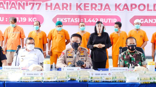 Polda Riau Sita 56 Kilogram Sabu dari Jaringan Narkoba Internasional