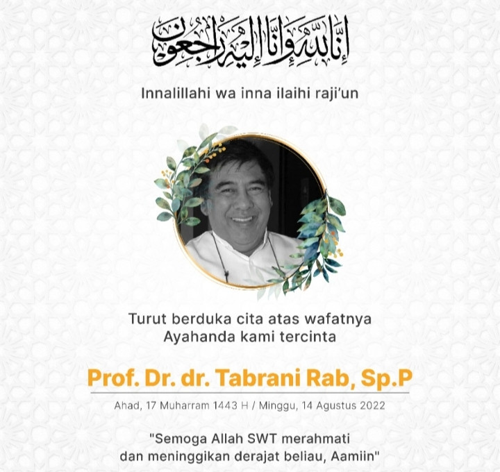 Tabrani Rab Meninggal, Gubri Sampaikan Ucapan Duka Mendalam