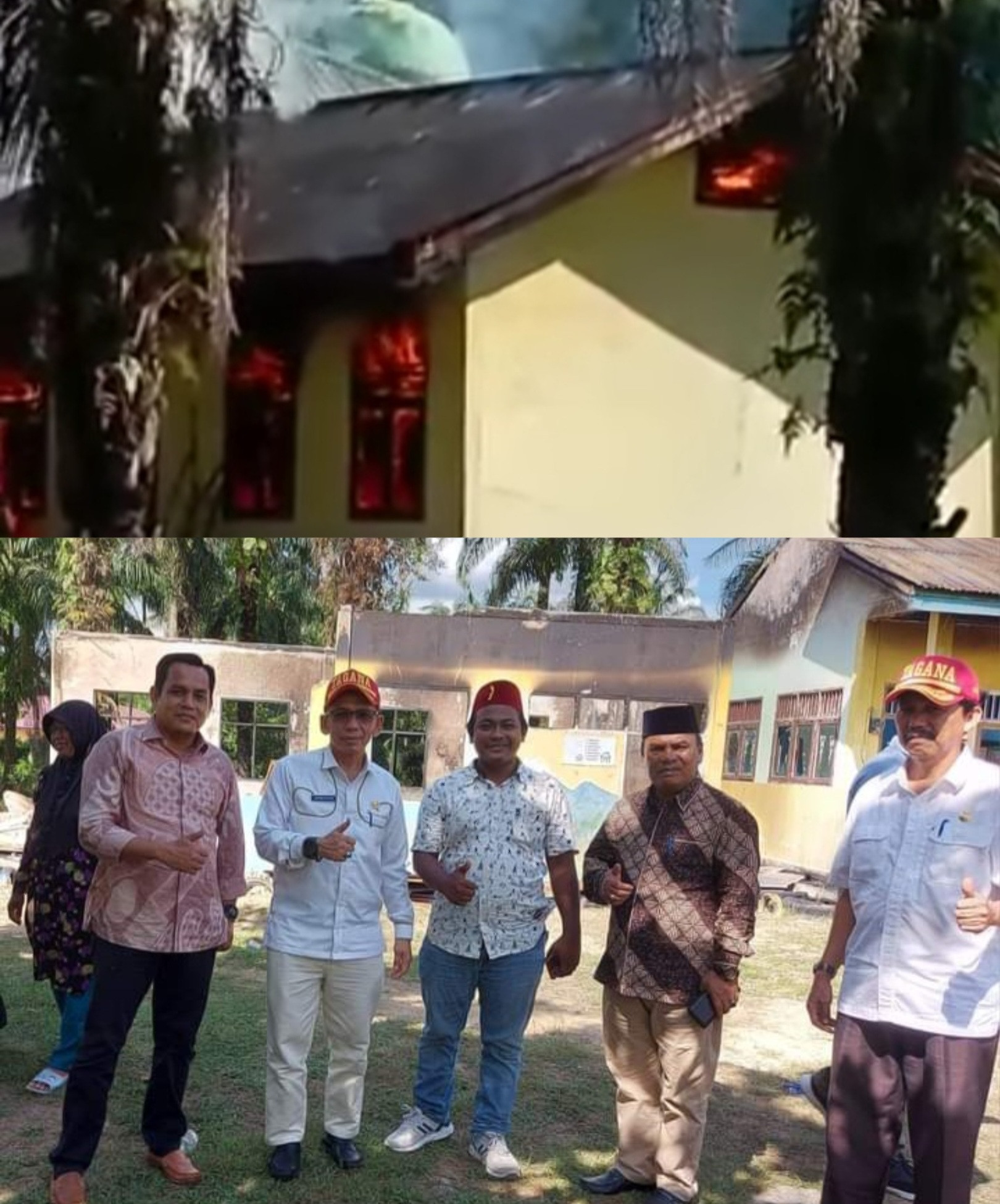 Ir Azwan Pj Sekda, Tinjua TK Dahlia Indah Yang Terbakar di Desa Sungai Putih 